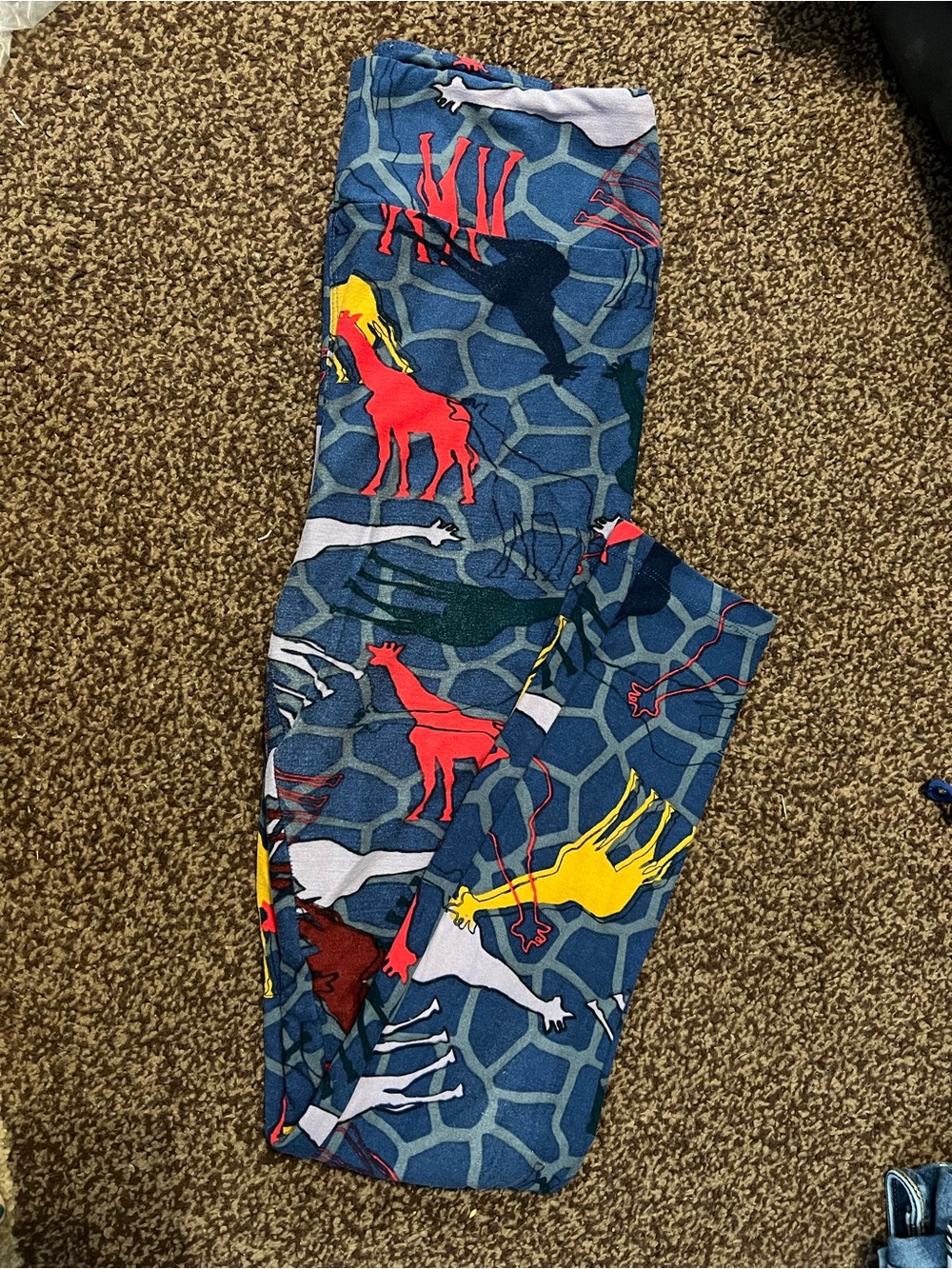 LuLaRoe Blue Giraffe Print Leggings - Multicolor